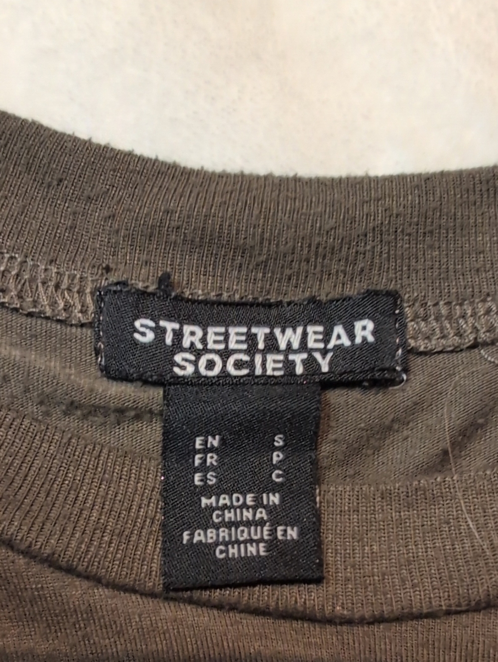 Streetwear Society Olive Green Short Sleeve Tee with Laced Shoulders - Picture 2 of 2